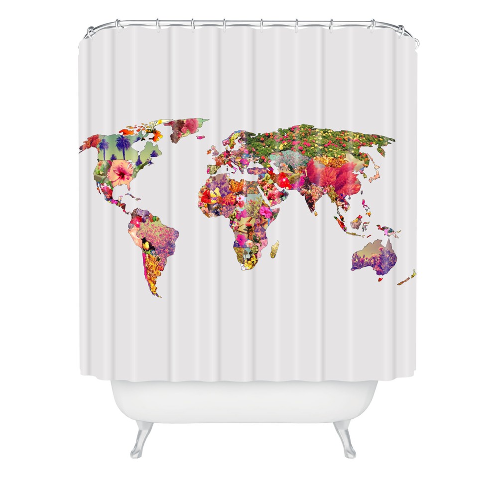 Photos - Shower Curtain Bianca Green Its Your World  White - Deny Designs
