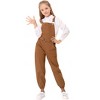 Girls Bib Overalls Kids Jumpsuit & Rompers Solid Denim Long Pants with Pockets & Belt 3-12Y - 3 of 4