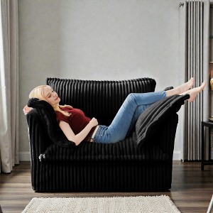 Mshliw Upholstered Deep Seat Sofa with Removable Covers, High Back Pillows, Corduroy Fabric,Single Sofa, Thick Cushion Seating and Sturdy Wood Frame - 1 of 4