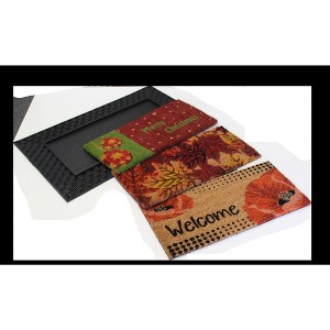 HomeRoots 18" X 30" Brown Rubber and Coir Seasonal Outdoor Door Mat With Inserts - 1 of 4