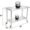 48"x24" Stainless Steel Prep Table w/ Undershelf & Wheels - Heavy-Duty Commercial Worktable for Kitchens - 3 of 4