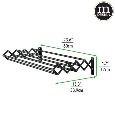 Black Steel Wall Mount Accordion Expandable Drying Rack