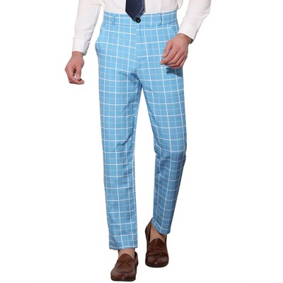 Lars Amadeus Men's Business Plaid Lightweight Regular Fit Flat Front Checked Pants