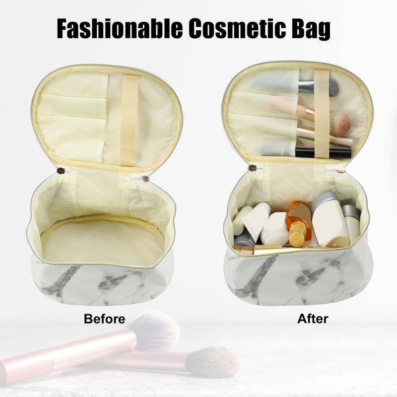 Unique Bargains Makeup Bag Cosmetic Travel Bag Make Up Brush Organizer Bag Marble Makeup Storage Toiletry Bag for Women 8"x6"x5" 1 Pcs, 2 of 7