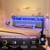 Karl Home Twin Full Queen King Size Headboard, Adjustable Upholstered Headboard with 2 Tier Shelves and Pegboard with Charging Stations and LED Lights - 3 of 4