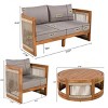 4-Piece Outdoor Patio Conversation Set, Acacia Wood Outdoor Balcony Furniture with Round Coffee Table and Rope Accents Chairs – Cuddlewood - 4 of 4