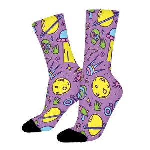 Space Education Study Earth Galaxy Women Printed Crew Socks Funny Funky Socks Soft Polyester Novelty Gifts for Artists Men - 1 of 1