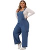 Agnes Orinda Women's Plus Size Denim Bib Jeans Pockets Stretch Adjustable Suspenders Jumpsuit - 3 of 4