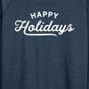 Women's - Instant Message - Happy Holidays Lightweight French Terry Wide Neck Long Sleeve Shirt - 2 of 4