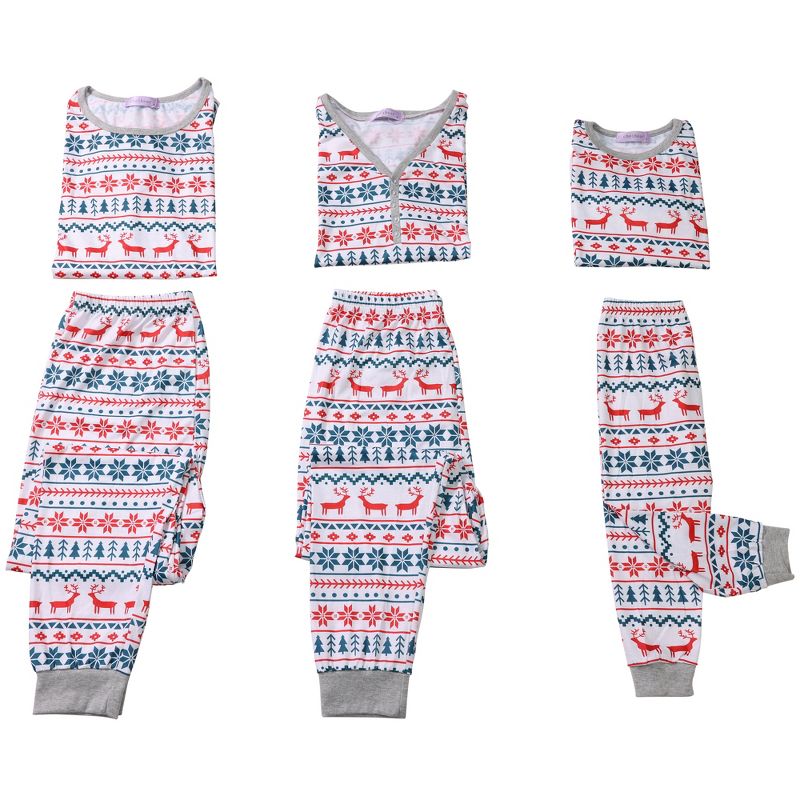 cheibear Christmas Sleepwear Long Sleeve Tee with Pants Loungewear Family Pajama Sets, 3 of 5
