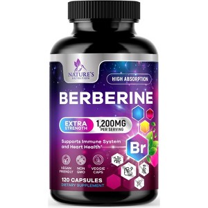 Premium Berberine HCL 1200mg Supplement - Berberine HCI Capsules High Absorption Supplement for Heart Health & Immune Support - 120 Capsules - 1 of 4
