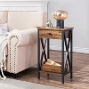 VECELO Tall End Side Table Set of 1/2, Nightstand with Adjustable Shelf and Drawer for Living Room or Bedroom, Small Spaces, Brown - 4 of 4