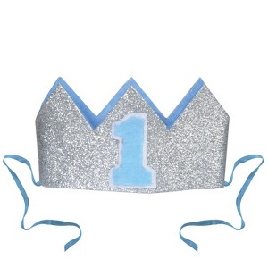 Beistle Glittered Baby's  1st  Birthday Crown, 2.5" x 4.5", (2/Pkg) Multicolored - 1 of 1