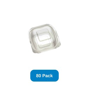 StalkMarket 6" x 6" x 3" Clamshell Container Clear PLA - Pack of 80 - 1 of 2