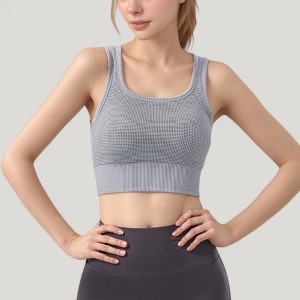 Anna-Kaci Active Women's Ribbed Seamless Sports Bra with Scoop Neck and Wide Straps - 1 of 4