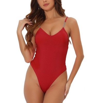 Allegra K Women's Adjustable Shoulder Strap Full Bodysuit Waist