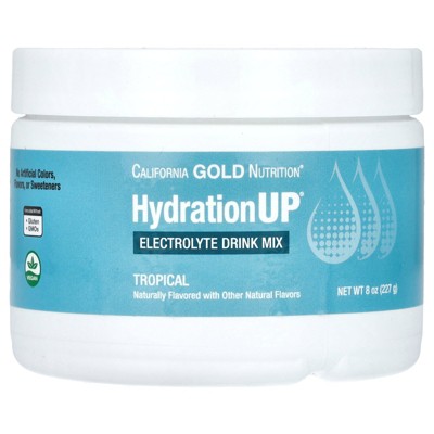 California Gold Nutrition Beverages, HydrationUP®, Electrolyte Mix with Vitamin D, Calcium, Iron and Potassium, Tropical, 8 oz (227 g)