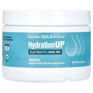 California Gold Nutrition Beverages, HydrationUP®, Electrolyte Mix with Vitamin D, Calcium, Iron and Potassium, Tropical, 8 oz (227 g) - 1 of 3