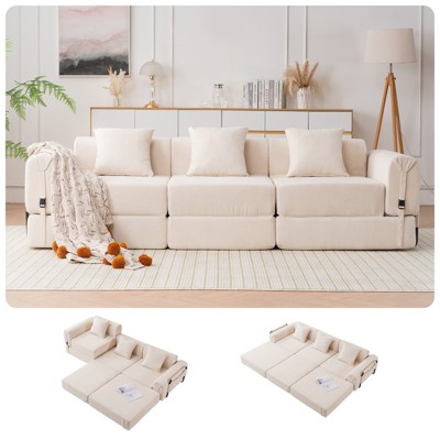 Dolonm Combination Sofa, Foldable Casual Sofa, No Assembly Required,3-seats 3-Pads, for Living Room and Bedroom