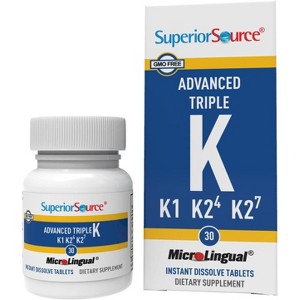 Superior Source Triple K 3-in-1 Vitamin K Supplement, MK-4, MK-7, & K1, 500 mcg, 30 Quick Dissolve Tablets - 1 of 4