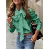 Imily Bela Elegant Plaid Blouse with Detachable Bow Tie Neck Long Sleeve Womens Casual Dressy Top - 2 of 4