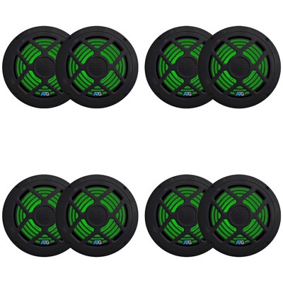 8 Inch Black RGB LED Marine Speakers (4) Pair ATG8MRGB-B