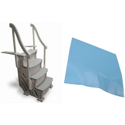 Confer CCXAG Grey 4-Step Above Ground Swimming Pool Grand Entry Steps + Mat Pad