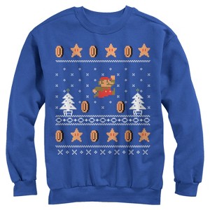 Men's Nintendo Ugly Christmas Mario Coin Sweatshirt - 1 of 3