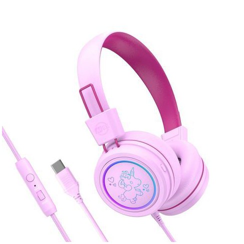 Kidjamz Safe Listening Usb c Headphones For Kids With Volume Limiter Led Lights Mee Audio Pink magenta Target