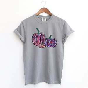 Simply Sage Market Women's Colorful Pumpkins Short Sleeve Garment Dyed Tee - 1 of 4