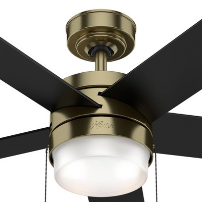 52" Modern Brass Ceiling Fan with LED Light and Reversible Blades