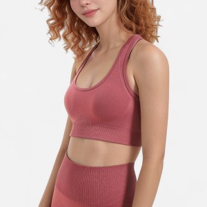 Anna-Kaci Active Women's Seamless Racerback Sports Bra with Ribbed Hem and Scoop Neckline for Medium Support - 1 of 4