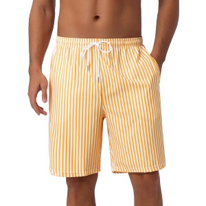 INSPIRE CHIC Men's Casual Summer Holiday Drawstring Waist Beach Striped Swimwear Shorts - 1 of 4