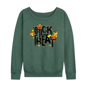 Women's - Pokémon - Trick Or Treat Lightweight French Terry Wide Neck Long Sleeve Graphic Shirt - 1 of 4