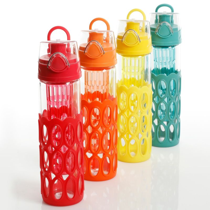 Gibson Home Rainbow Cool 4 Pack 20 Ounce Single Wall Glass Hydration Bottle Set, 4 of 9