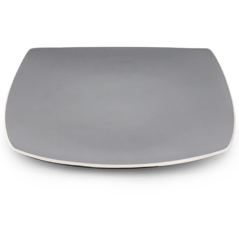 Hometrends Soho Lounge 4 Piece 10.5 Inch Square Stoneware Dinner Plate Set in Gray an Black, 2 of 6