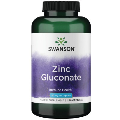 Swanson Zinc Gluconate 50 mg, 250 Capsules.