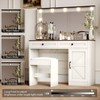 Sapphtopaz Modern Makeup Table Dressing Table Desk with Mirror and Lights, 2 Level Storage Dresser Adjustable Brightness for Living Room - 2 of 4