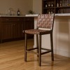 HomeRoots 30" Brown Faux Leather and Solid Wood Bar Height Bar Chair - 2 of 4