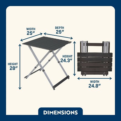 GCI Outdoor Black Aluminum Folding Camp Table, 25"