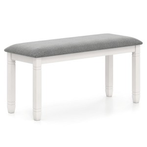 Tangkula Upholstered Bedroom Bench w/ Padded Seat & Solid Wood Legs for Dining Room - 1 of 4