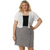 Agnes Orinda Women's Plus Size Short Sleeve Open Front Crochet Lace Allover Cropped Cardigan - 4 of 4