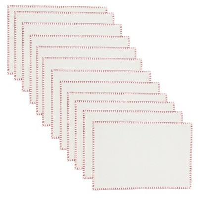 White Cotton Rectangle Placemats with Whipstitch Design