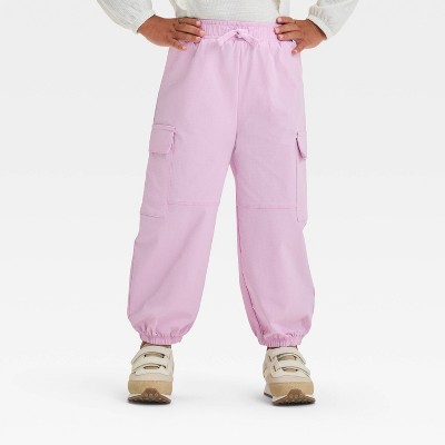 Image of Grayson Mini Toddler Girls' Woven Cargo Jogger Pants - Pink 12M