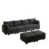 VYNXARIA 113.5 inch Modular Sectiona Corduroy Sofa,U Shaped Sectional Couch with Storage Ottoman,6 Seats Convertible Sectionals with Chaise,Black - 2 of 4