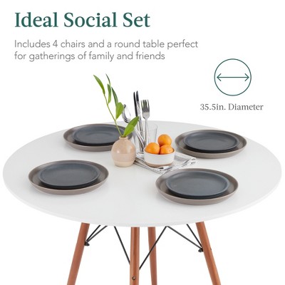White and Walnut Mid-Century Modern 5-Piece Dining Set