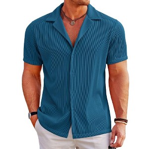 COOFANDY Men's Casual Button Down Shirts Short Sleeve Regular Fit Fashion Camp Beach Shirts Tops - 1 of 2