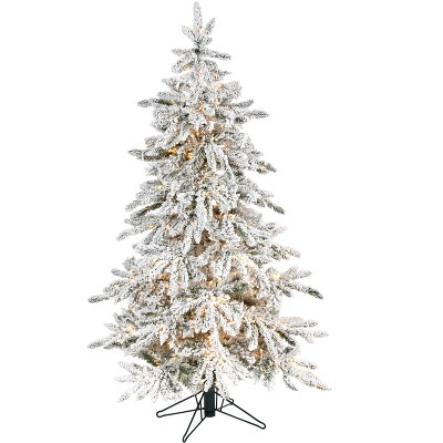 Nearly Natural 5-ft Flocked Grand Northern Rocky Fir Artificial Christmas Tree with 650 Warm Micro (Multifunction with Remote Control)
