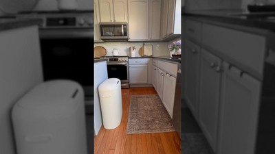 Limestone Beige Plastic Touchless Motion Sensor Trash Can, 13.2 Gallons