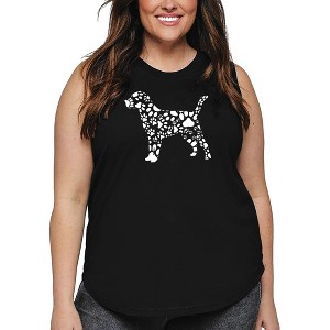 LA Pop Art Women's Word Art Tank Top - Dog Paw Prints - 1 of 4